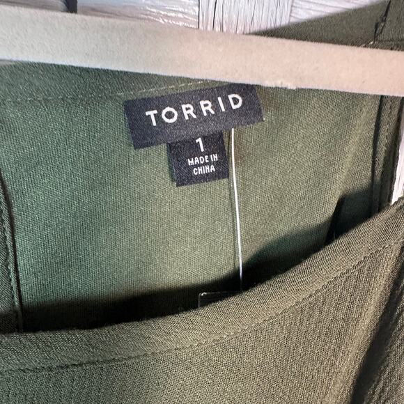 Torrid women’s skater dress cold shoulder gauze hunter Green fall goth plus Size - Picture 5 of 14